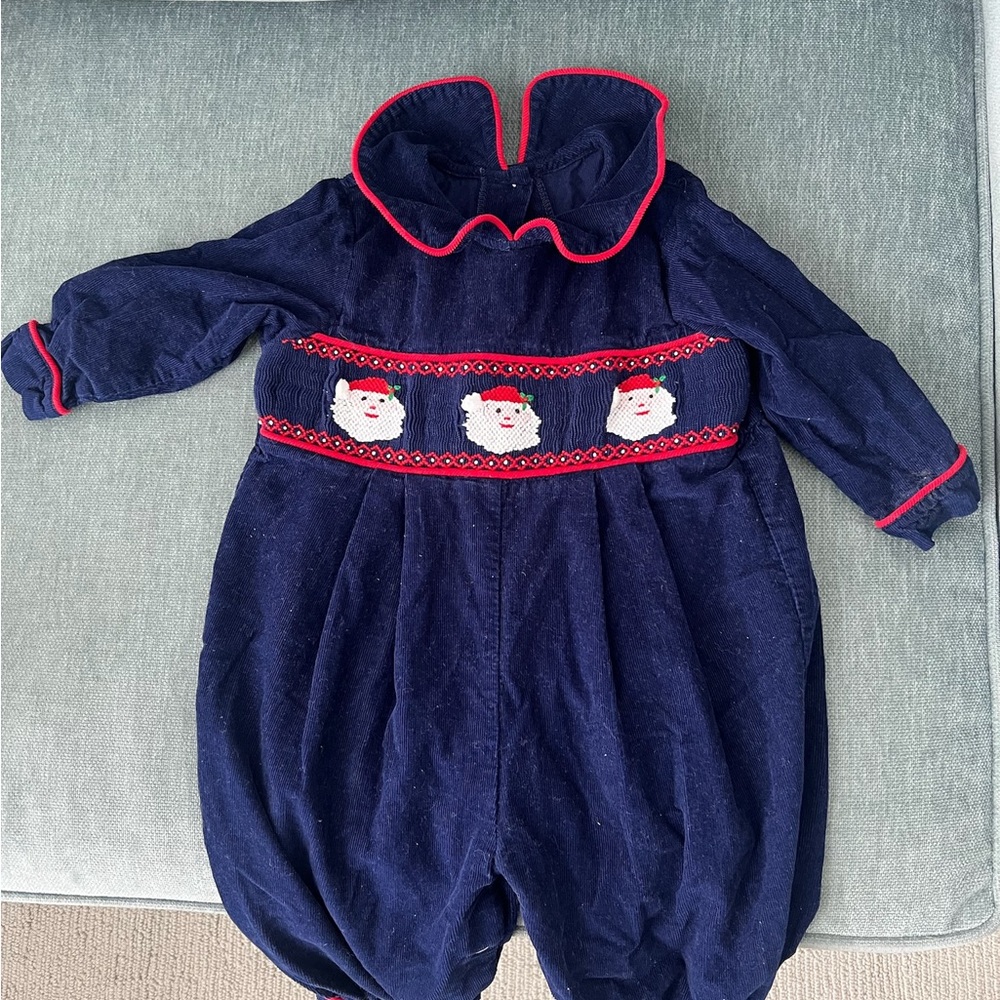 Blue Christmas romper shrimp and grits kids